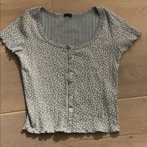 Blue Brandy Melville shirt with white flower print